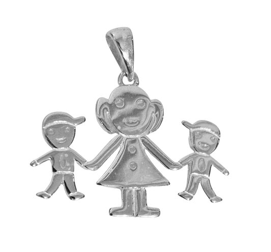 Sterling Silver Mom and Children Charm Pendant Laser Engravable