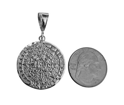 Aztec Calendar Silver 925 Pendant 28mm