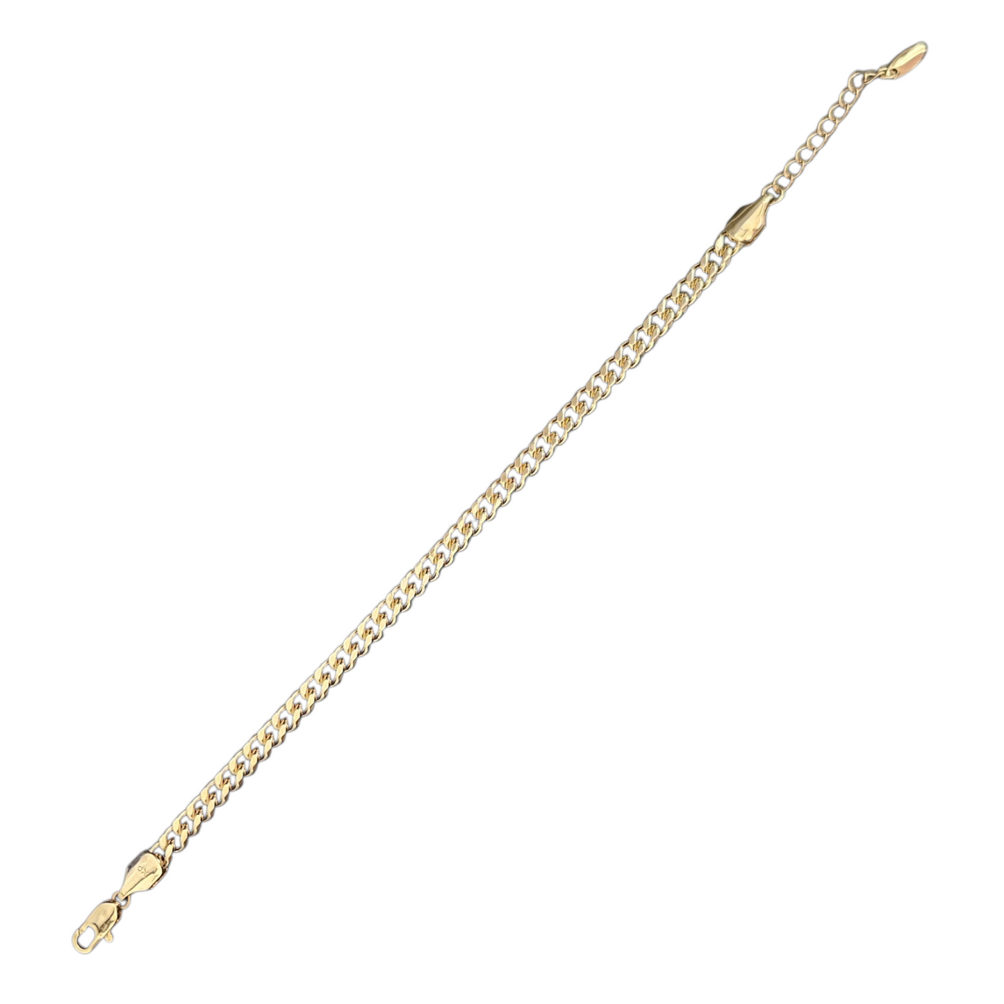 14K Gold Plated Solid Bracelet for Women 7in by 4mm Adjustable Bracelet