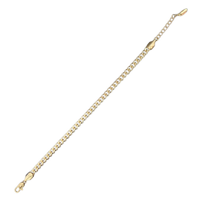 14K Gold Plated Solid Bracelet for Women 7in by 4mm Adjustable Bracelet