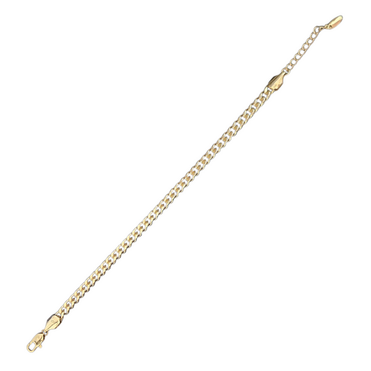 14K Gold Plated Solid Bracelet for Women 7in by 4mm Adjustable Bracelet