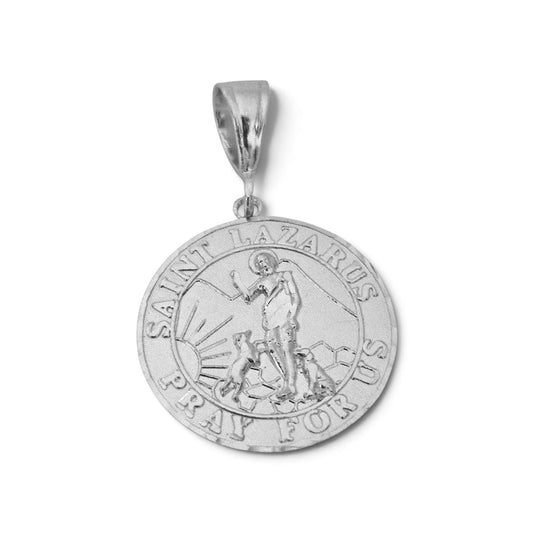Saint Lazarus Silver Medallion Pendant