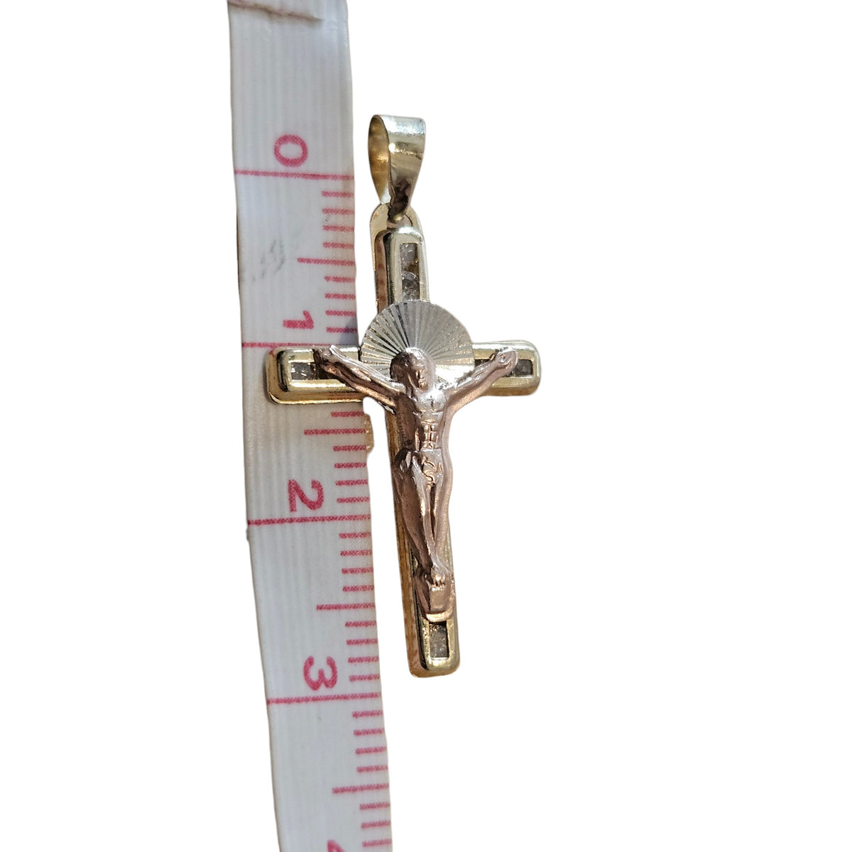 Crucifix 14K Gold Pendant Cross Tricolor for Men and Women