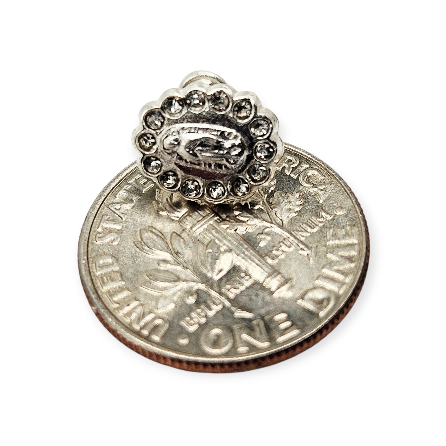 Virgen De Guadalupe S925 Silver Baby Earrings with White CZ