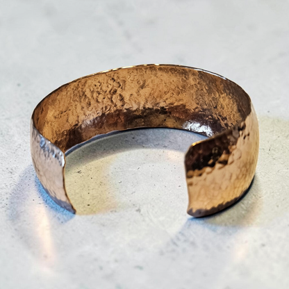 Copper Cuff Bracelet Hammer Style Wide Cuff 6.5"