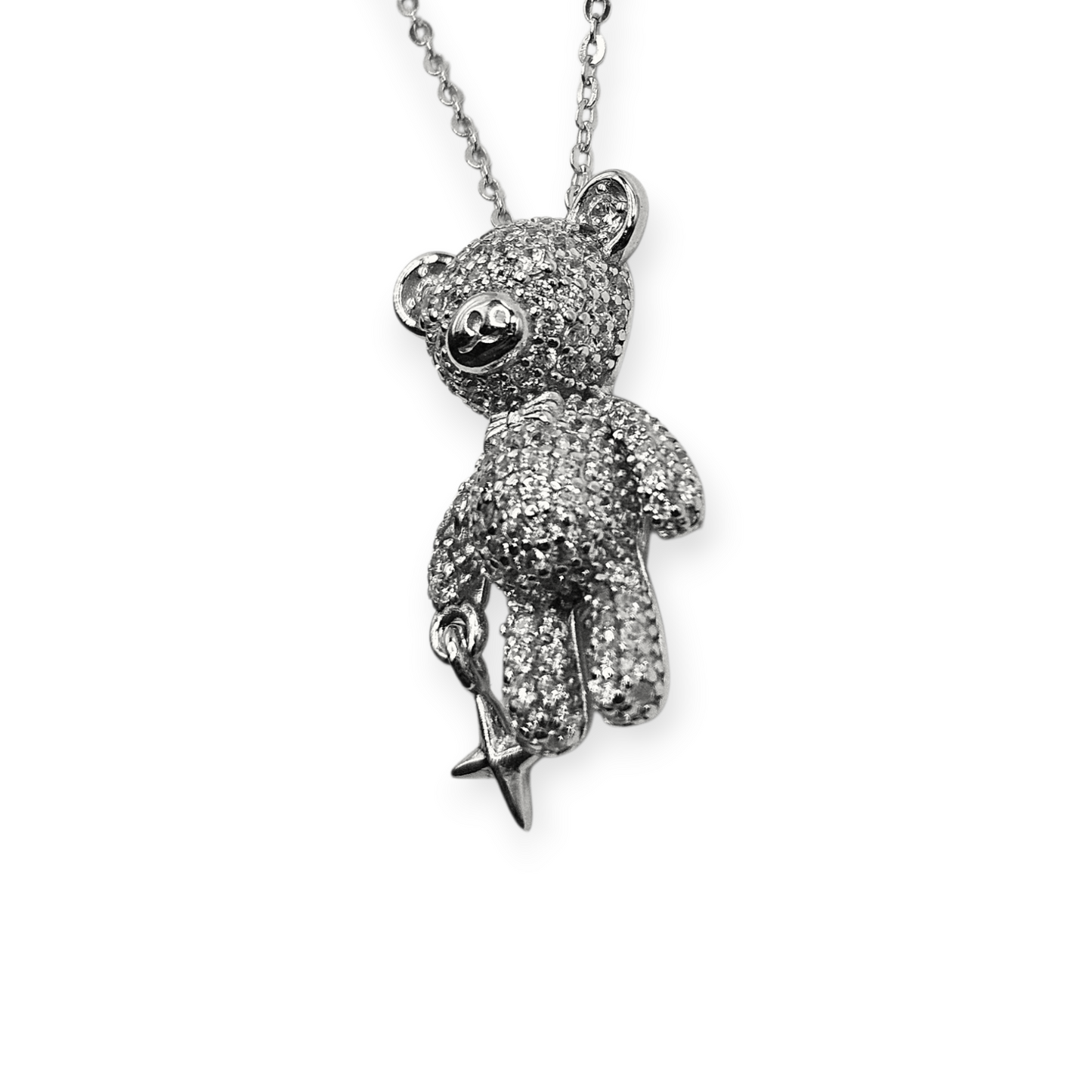 Cute Bear and Star Silver 925 Necklace