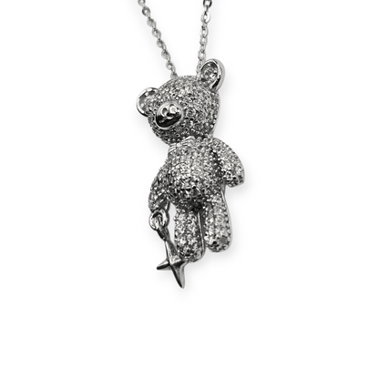 Cute Bear and Star Silver 925 Necklace