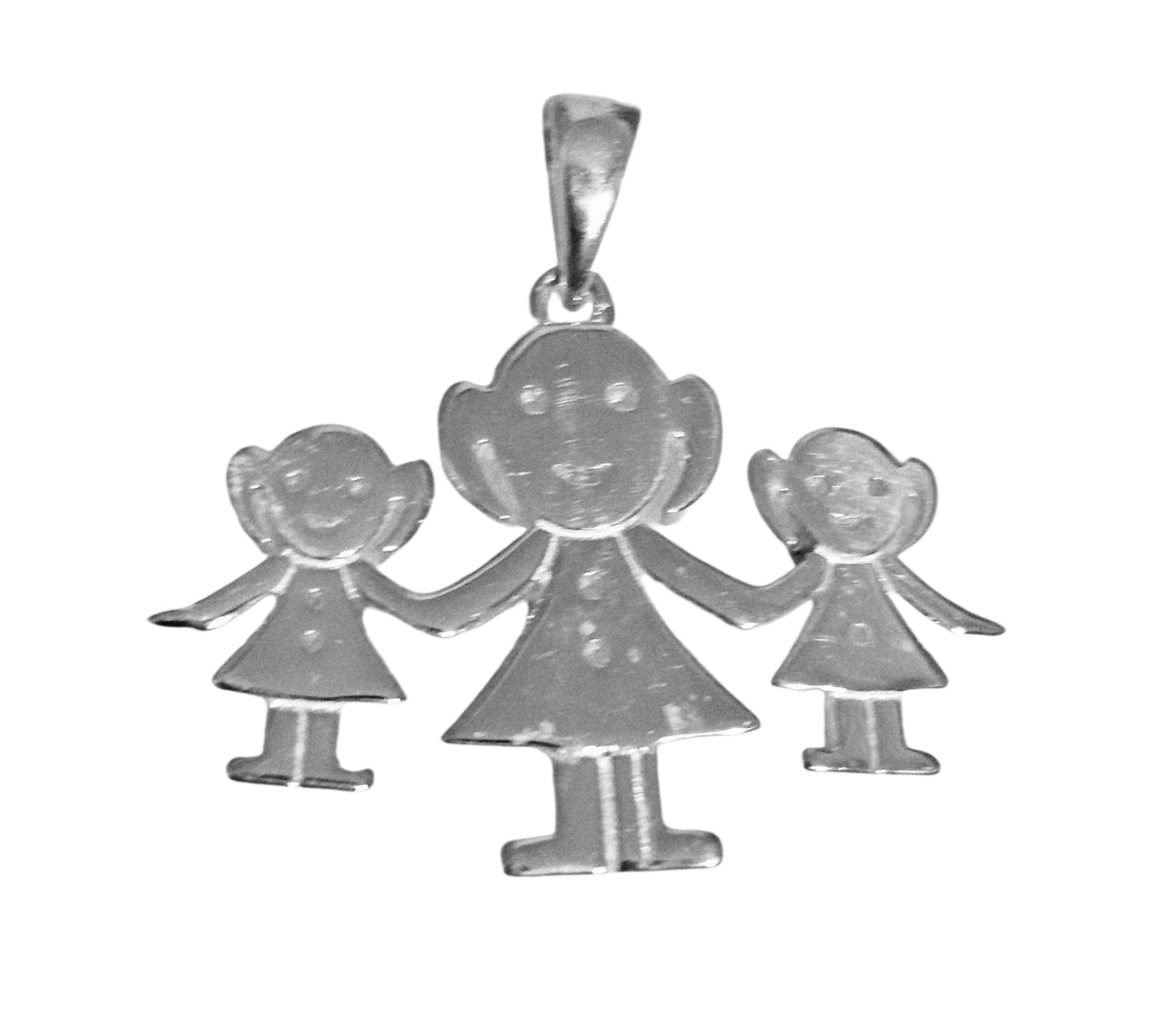 Sterling Silver Mom and Children Charm Pendant Laser Engravable