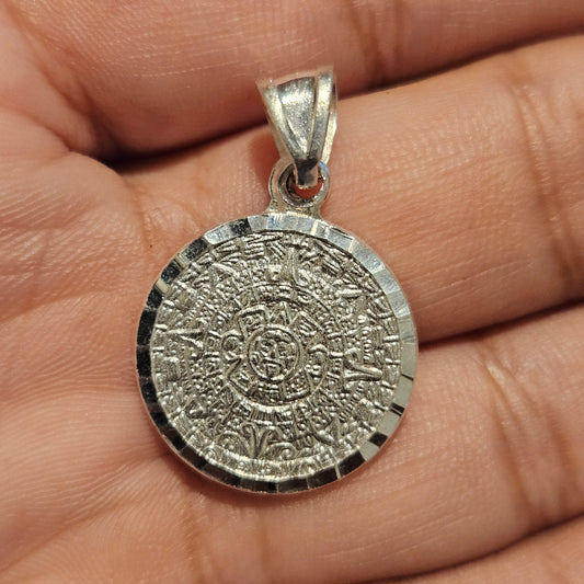 Aztec Calendar Silver 925 Pendant 19mm