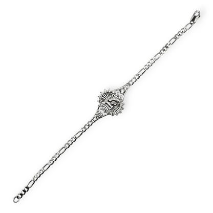 Silver 15th Birthday Bracelet Figaro Chain Style Bracelet 7.5"L