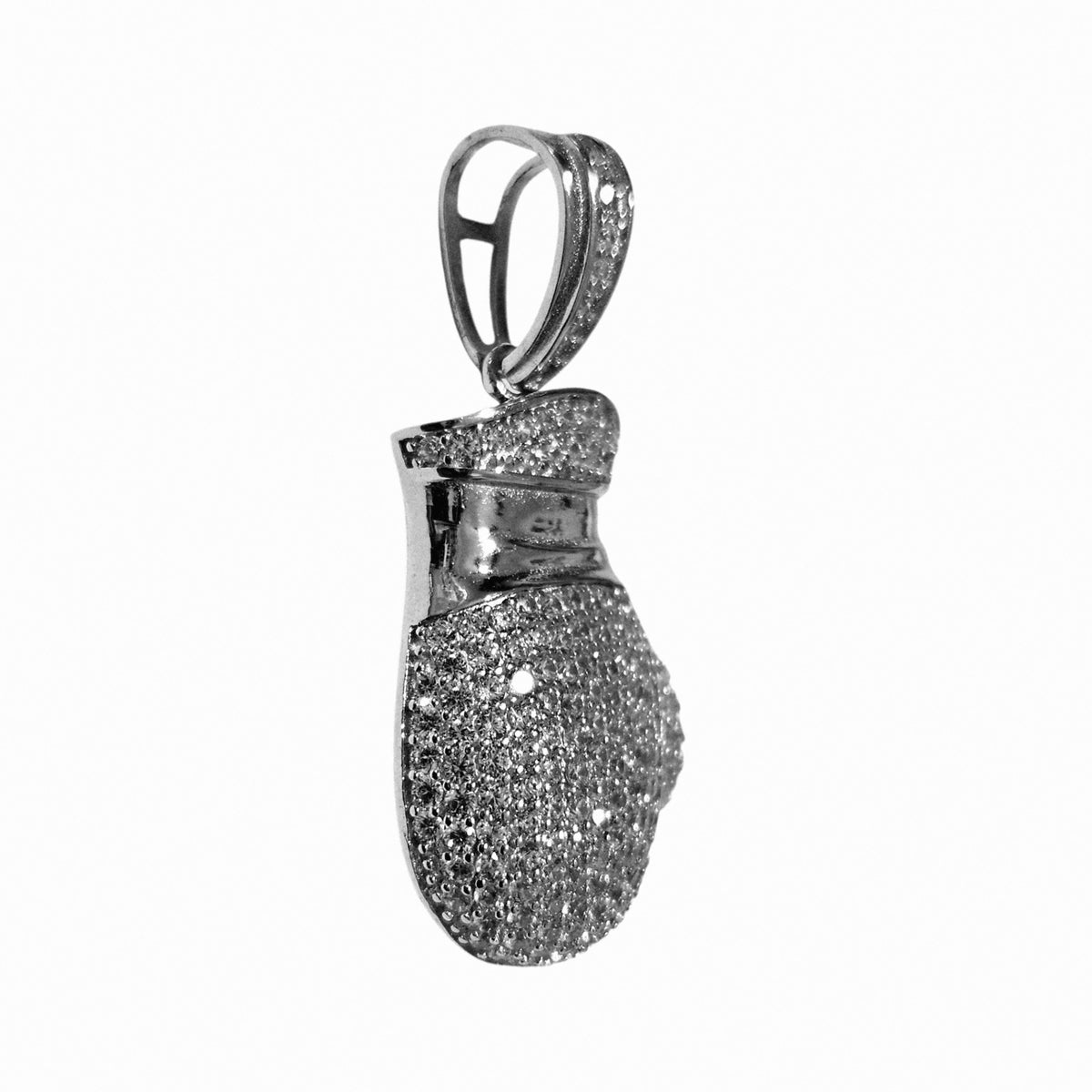 Boxing Glove Silver Pendant 925 Silver with White Cubic Zirconia Stones