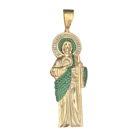 San Judas Large 14K GP Silver 925 Pendant Saint Jude for Men or Women