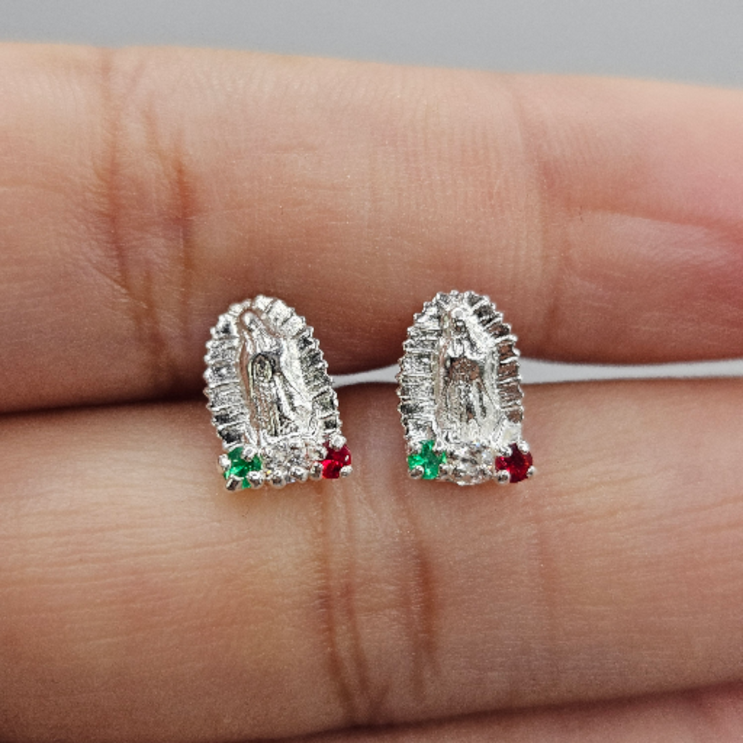 S925 Virgen Maria Silver Baby Earrings
