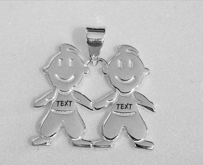 Sterling Silver Children Charm Pendant Laser Engravable