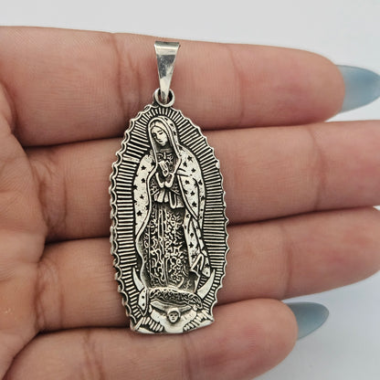 Virgin Mary Silver 925 Pendant with Dios Te Ame Prayer