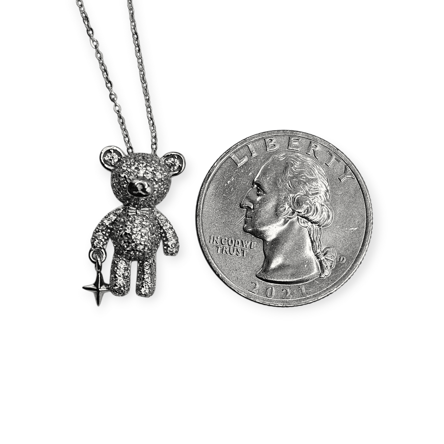 Cute Bear and Star Silver 925 Necklace