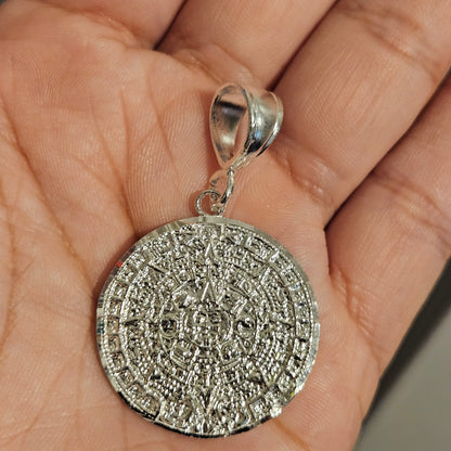 Aztec Calendar Silver 925 Pendant 28mm