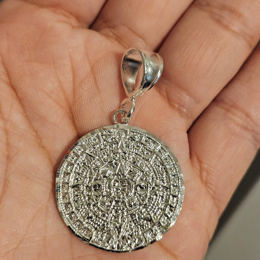 Aztec Calendar Silver 925 Pendant 28mm