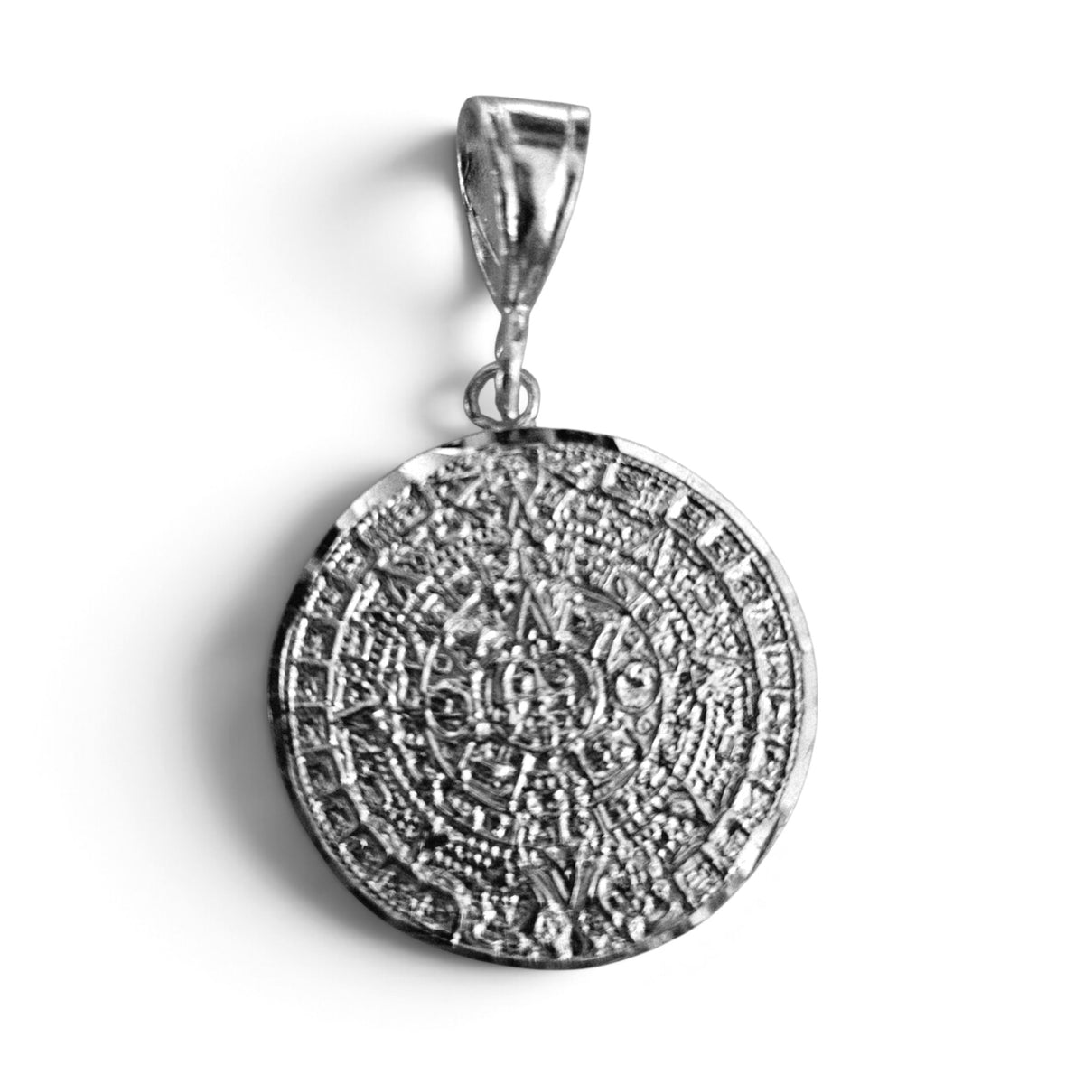 Aztec Calendar Silver 925 Pendant 28mm
