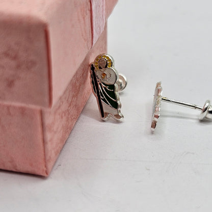 San Judas Baby Stud Earrings Silver 925 Multicolor