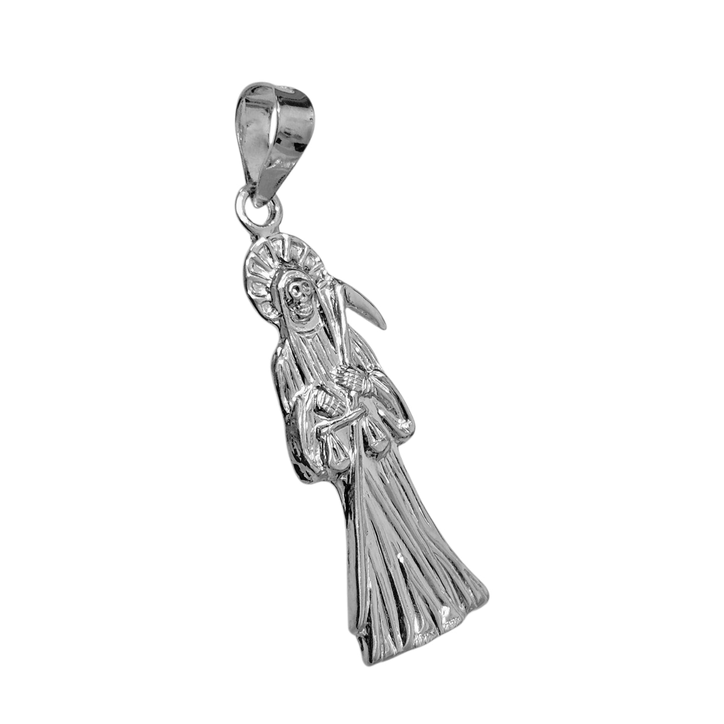 Silver Santa Muerte (Grim Reaper) Sterling Silver 925 Pendant -2 Size Different Designs