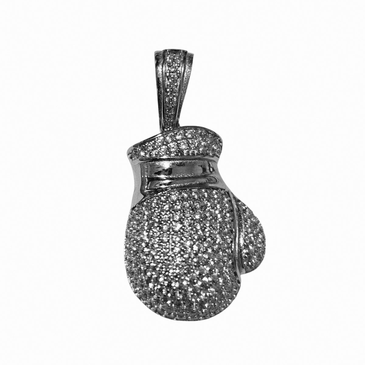 Boxing Glove Silver Pendant 925 Silver with White Cubic Zirconia Stones