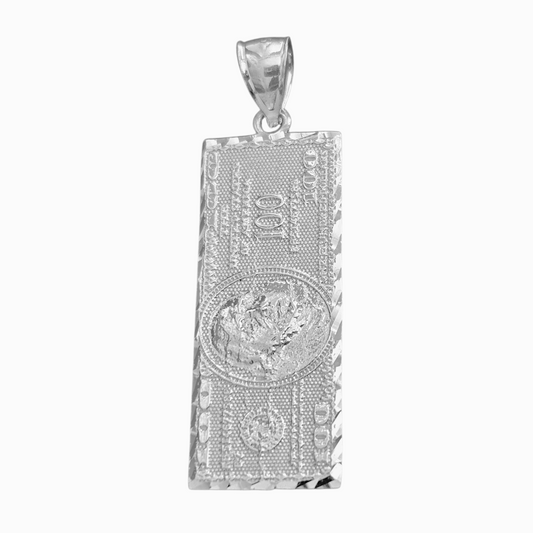 100 Dollar Bill Silver 925 Pendant Benjamin Franklin Hundred Dollar Bill