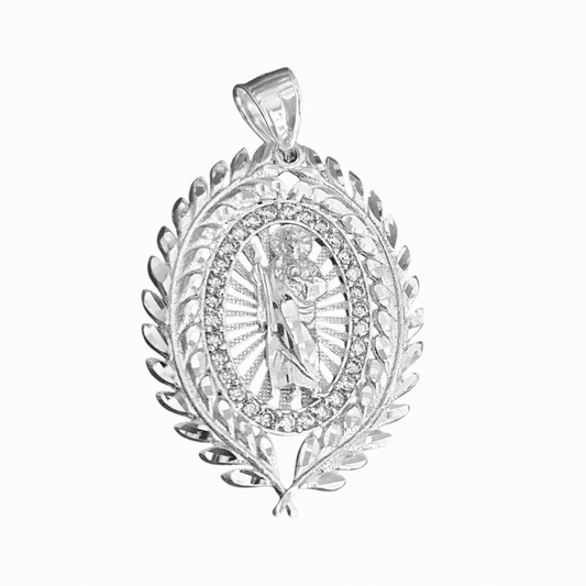 Saint Jude Oval Pendant Silver San Judas Dije de Plata