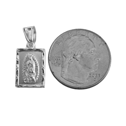 Sacred Heart and Virgen Mary Double Sided Silver Pendant