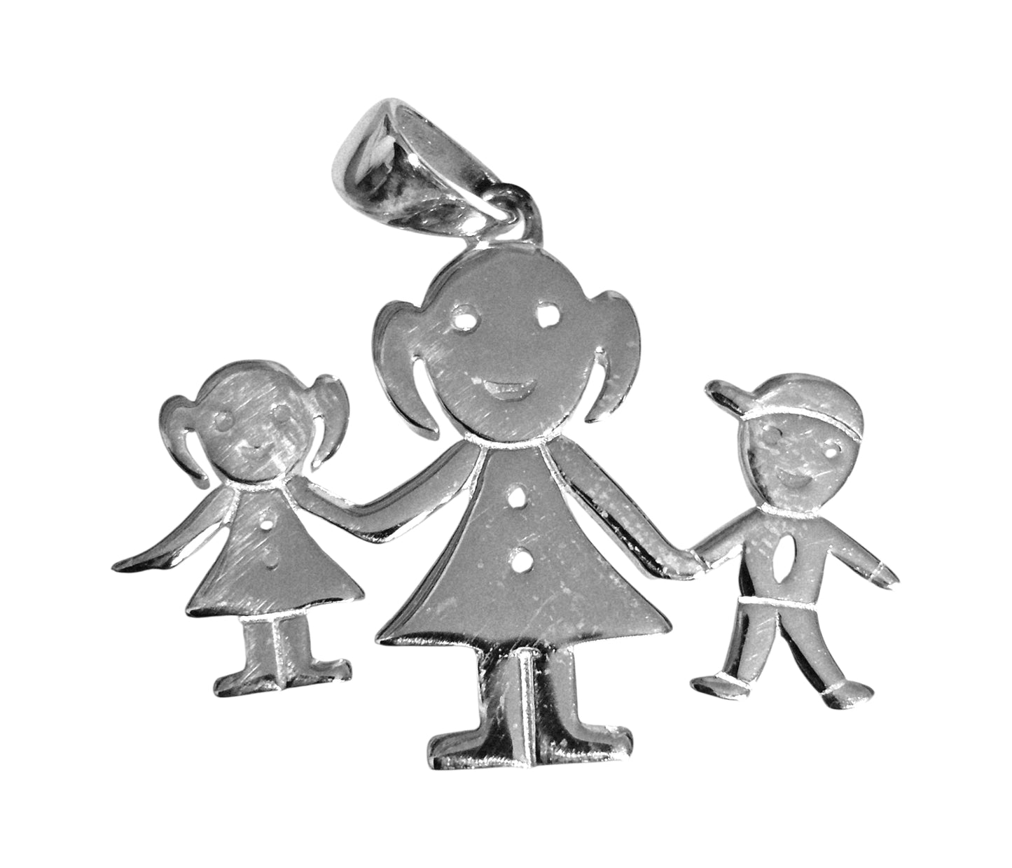 Sterling Silver Mom and Children Charm Pendant Laser Engravable