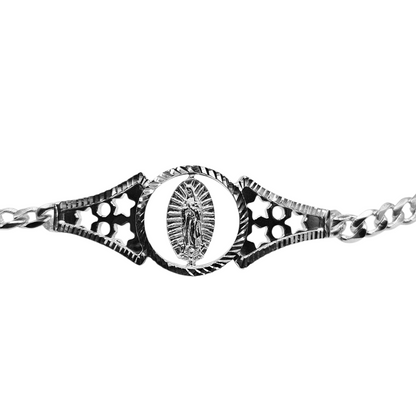 Silver Virgen Mary Bracelet 7"L for Women