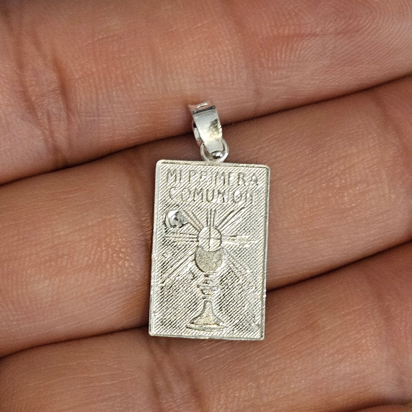 Mi Primera Comunion Silver Pendant Rectangle