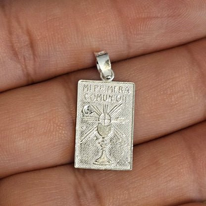 Mi Primera Comunion Silver Pendant Rectangle