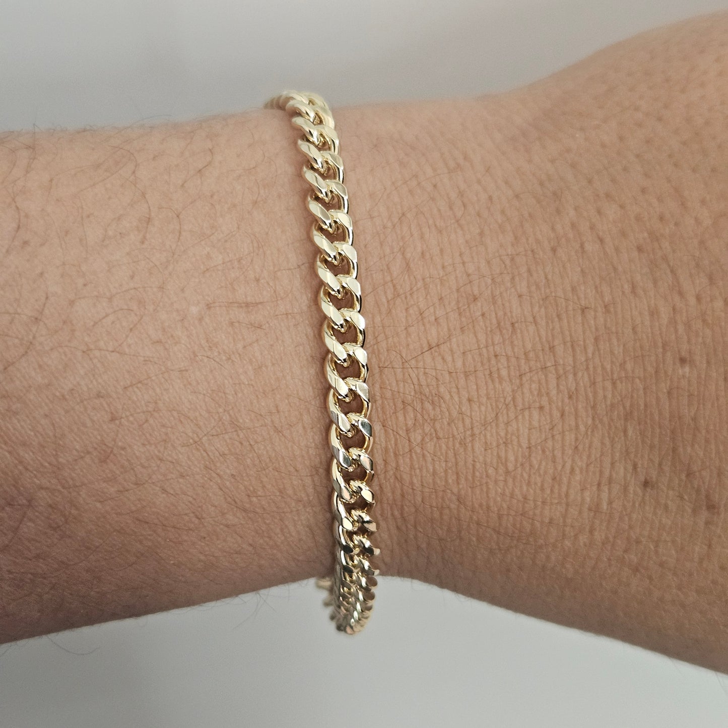 14K Gold Plated Solid Bracelet for Women 7in by 4mm Adjustable Bracelet