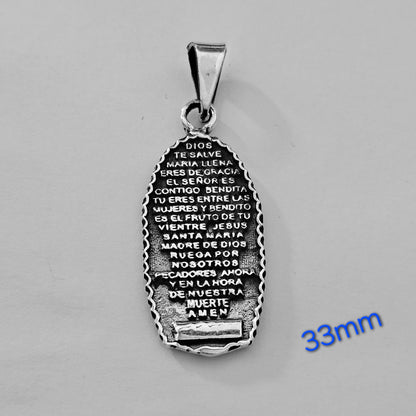 Virgin Mary Silver 925 Pendant with Dios Te Ame Prayer