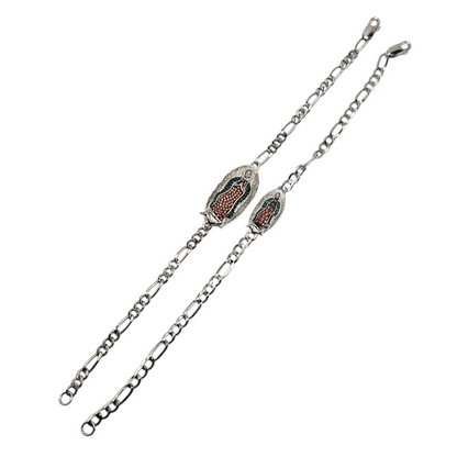 Pulsera Virgen María Ovalada Plata de Ley S925