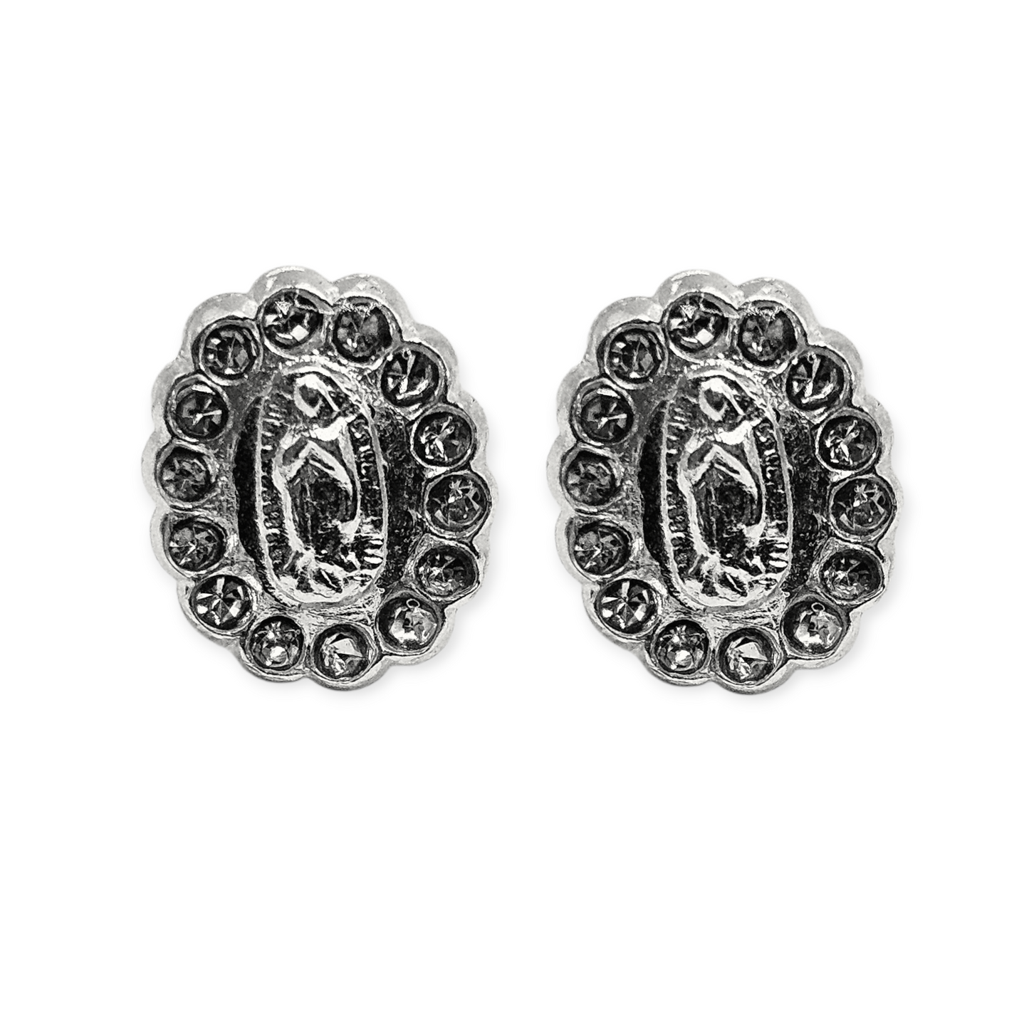 Virgen De Guadalupe S925 Silver Baby Earrings with White CZ