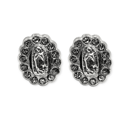 Virgen De Guadalupe S925 Silver Baby Earrings with White CZ