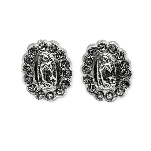 Virgen De Guadalupe S925 Silver Baby Earrings with White CZ