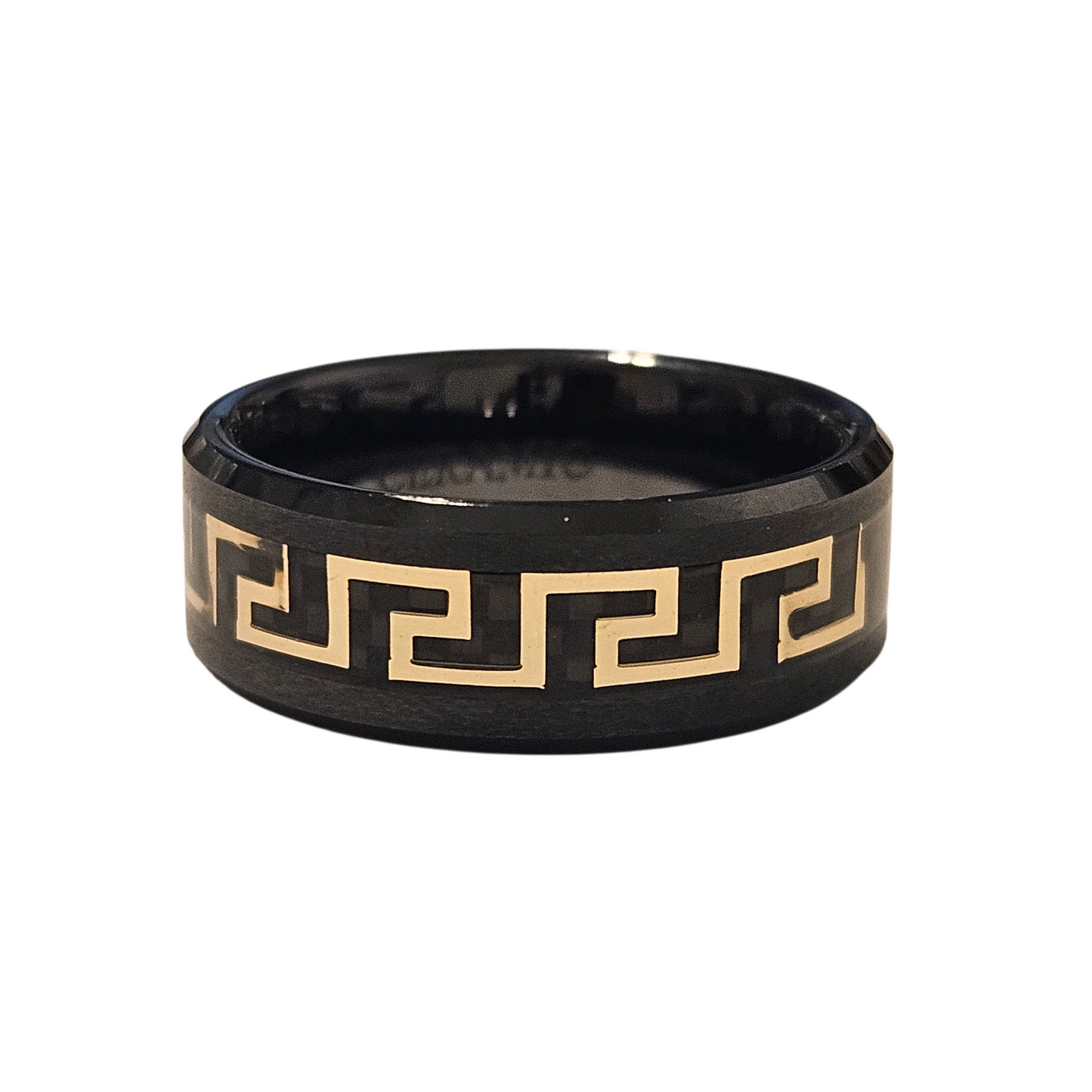 Fancy Black and Gold Ceramic Ring 8mm for Men and Women