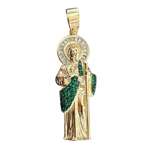 San Judas 14K Gold Plated over Silver 925 Pendant Saint Jude for Men or Women 40mm