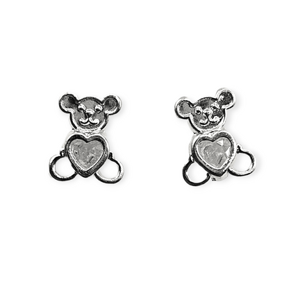 Cute Bear Stud Earrings for Girls 925 Silver
