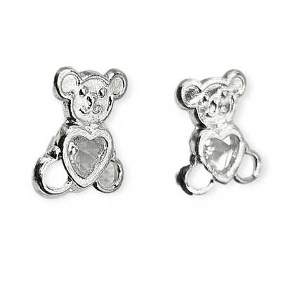 Cute Bear Stud Earrings for Girls 925 Silver