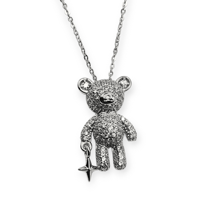 Cute Bear and Star Silver 925 Necklace