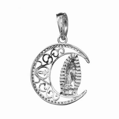 Crescent Moon with Virgin Mary Pendant Silver 925