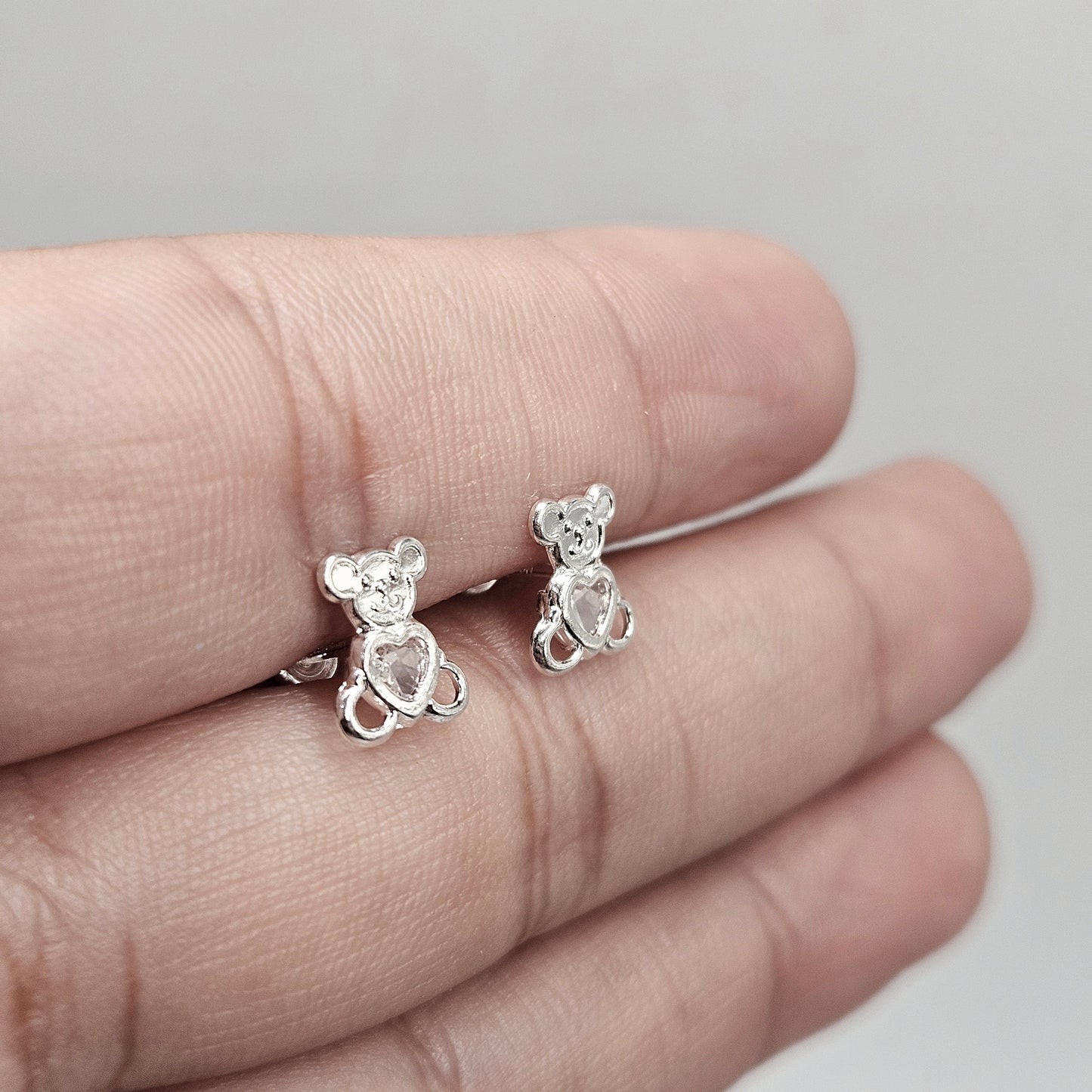 Cute Bear Stud Earrings for Girls 925 Silver