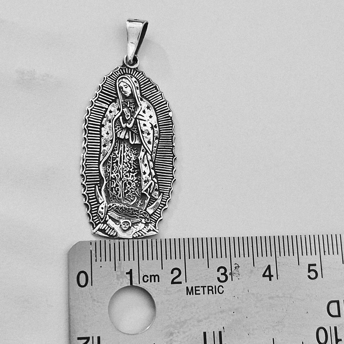 Virgin Mary Silver 925 Pendant with Dios Te Ame Prayer