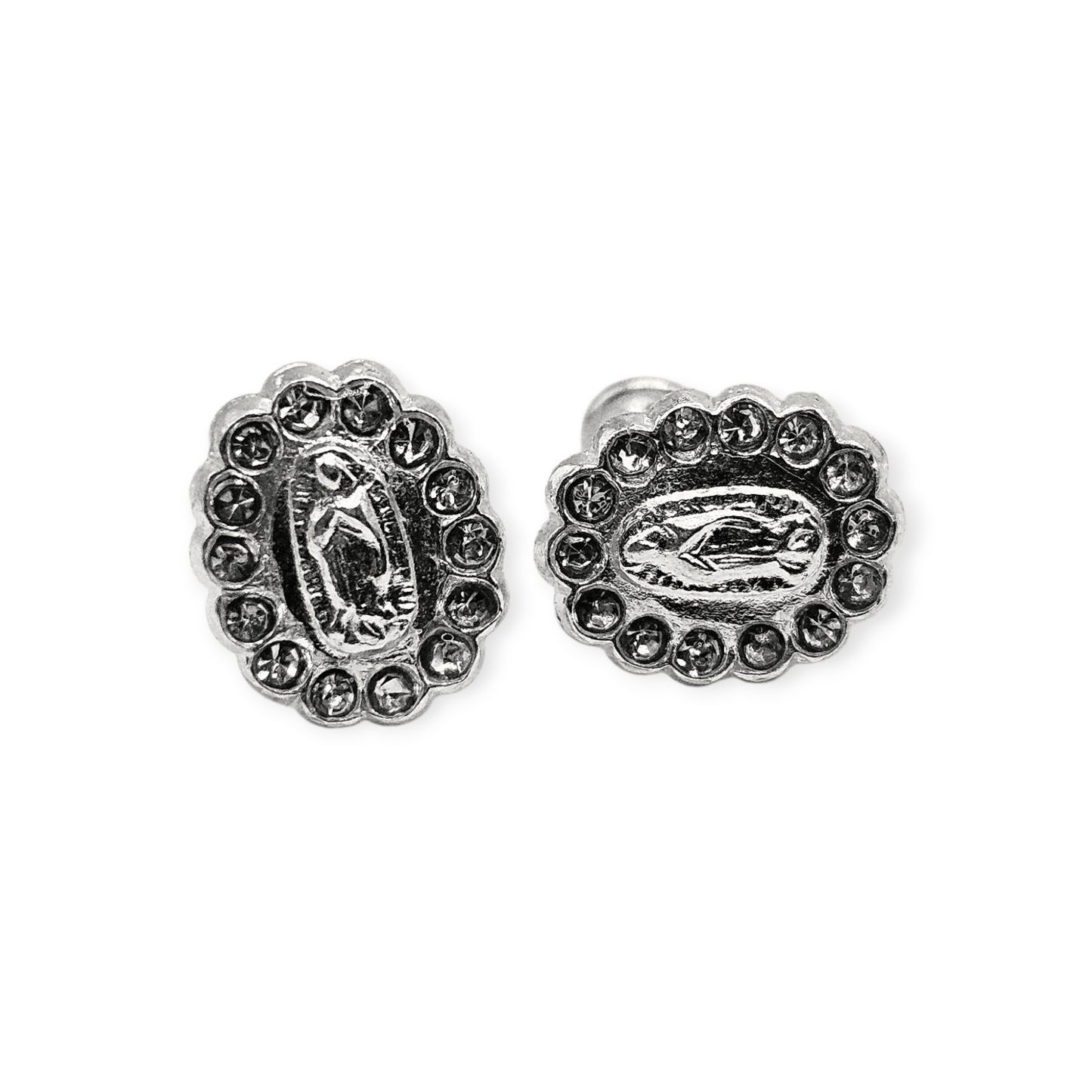 Virgen De Guadalupe S925 Silver Baby Earrings with White CZ