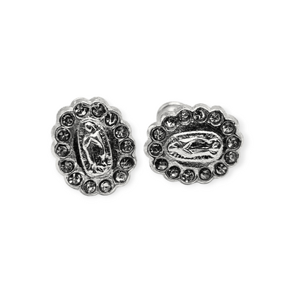 Virgen De Guadalupe S925 Silver Baby Earrings with White CZ
