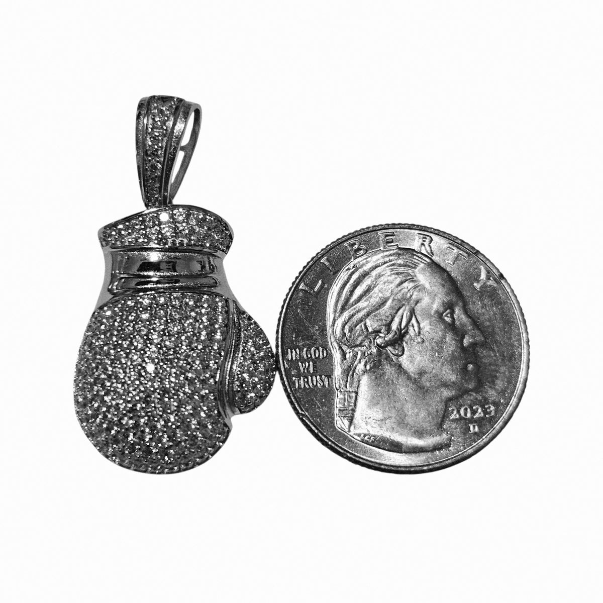 Boxing Glove Silver Pendant 925 Silver with White Cubic Zirconia Stones
